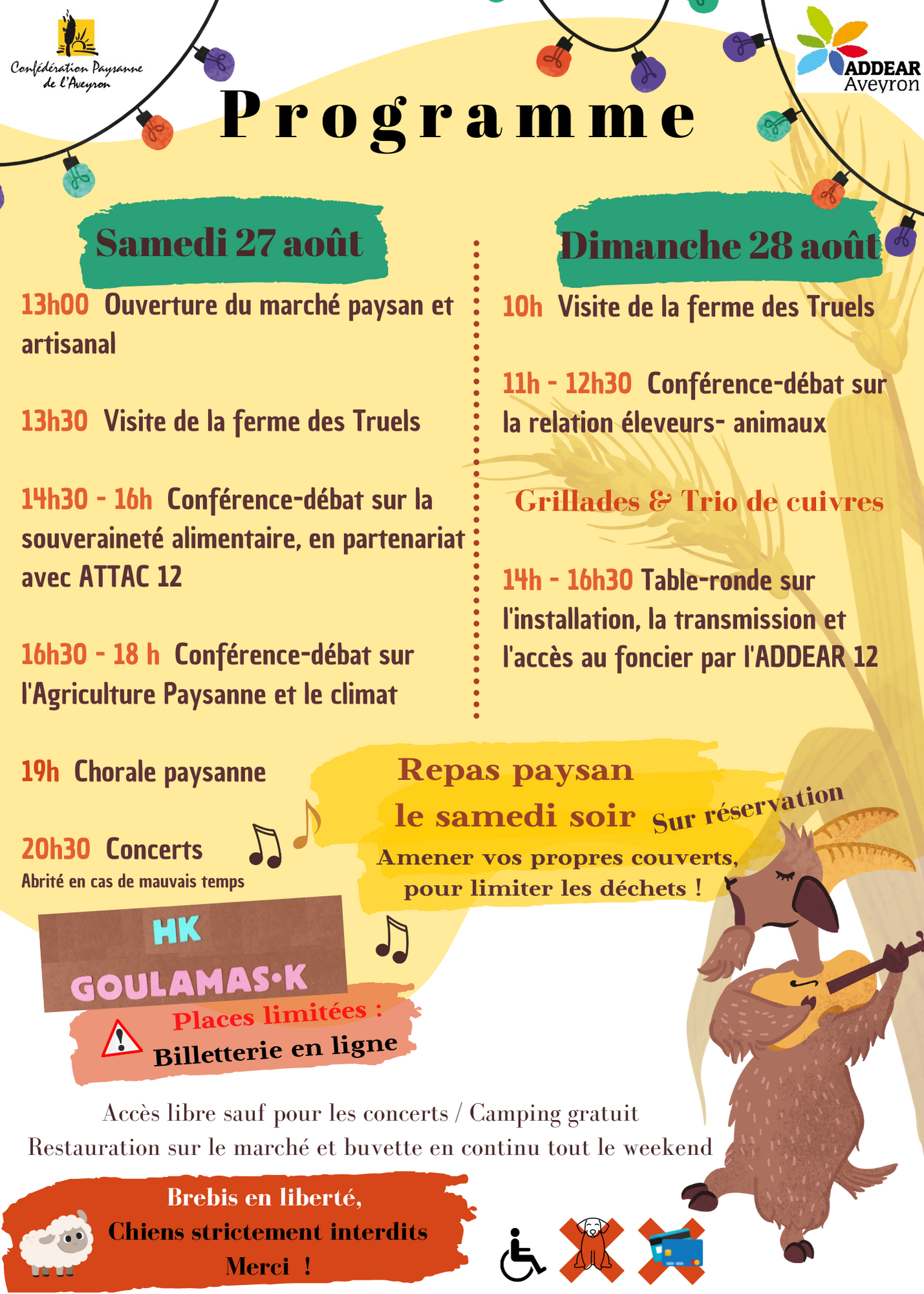 programme de la fête de l'agriculture paysanne Larzac 2022 