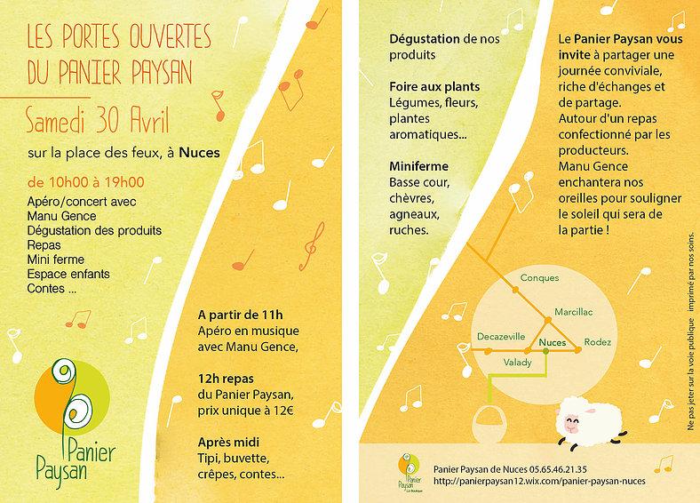 flyer portes ouvertes au panier paysan de Nuces